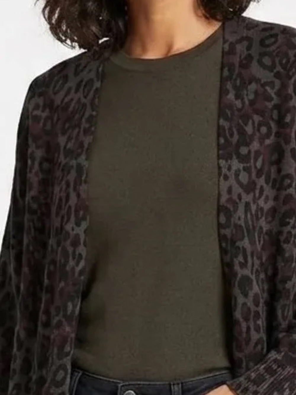 Terra & Sky Mid-weight Leopard Print Cardigan